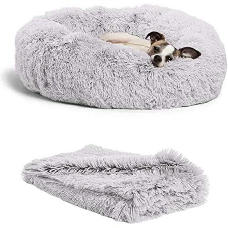 säng för katt, rund kattbädd plysch hundbädd