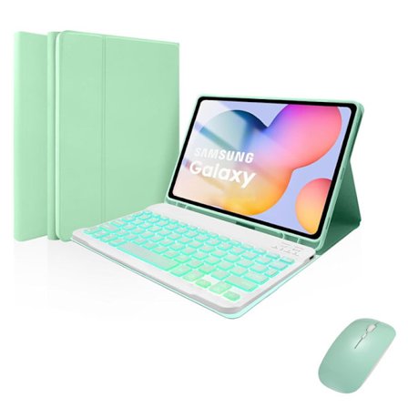 Fodral för Samsung Tab A9 Plus 11 tum Färgglatt Bakgrundsbelyst Bluetooth Tangentbord Pennhållare Läderfodral + Mus