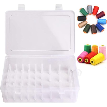 Sytrådspoleboks med 42 spoler - Transparent oppbevaringsboks for sytråd