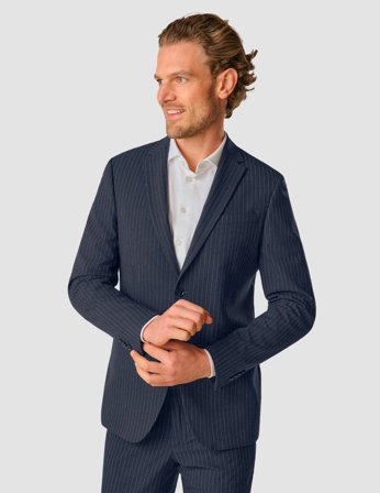 Shaping New Tomorrow - Essential Blazer - Navy Pinstriped - Slim Fit - Herre - Størrelse XXL