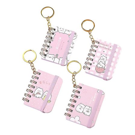 4 st nyckelringar Liten bok nyckelring Mini katt bok nyckelring Kreativ nyckelring