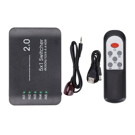 HD Multimedia Interface Switch 5 Port 4K vid 60Hz YUV 4:4:4 och HDR Hub 2.0 Switch med IR-fjärrkontroll för One X PS4 Pro