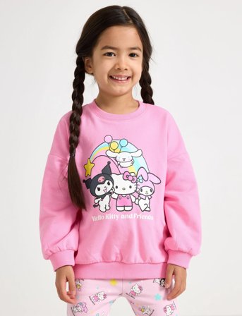 Lindex Sweatshirt Oversized Hello Kit - Pink - 128
