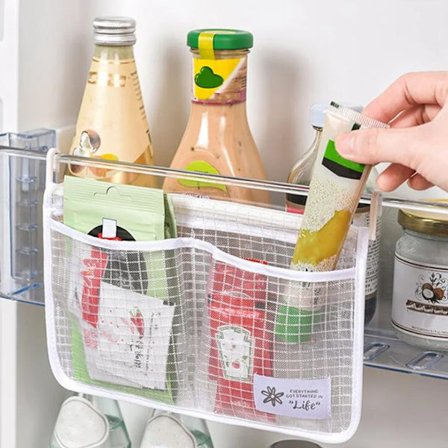 2 st Kylförvaringsnätfickor Nät Hängande Förvarings Kyl Grönsakspåsar