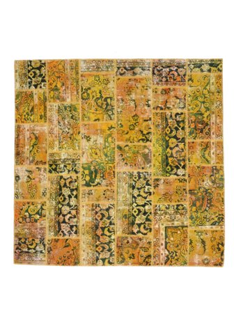 Handknuten Persisk Patchwork Matta 200X200 Brun/Orange