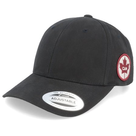 Iconic - Zwart adjustable Cap - Canada Side Patch Waxed Black Adjustable @ Hatstore