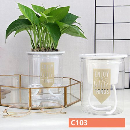 Självvattnande planteringskrukor Mini rund design suckulent växtkruka Inomhus Hemträdgård Modern dekorativ kruka