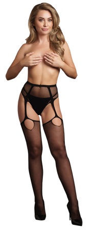 Shots: Pantie with Attached Stockings Black - Vuxen.dk: Lingeri & undertøj