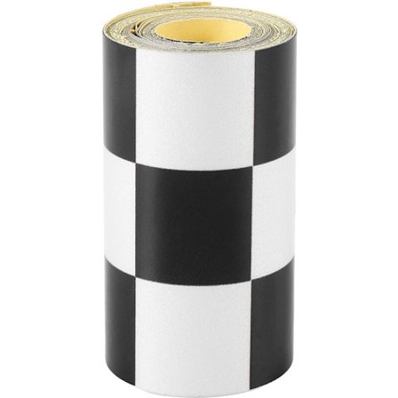 3 tommers svart/hvitt rutete stripe klistremerke for bil og sykkel