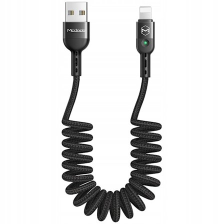 MCDODO USB LYN SPIRAL FJÄDER KABEL SNABB IPHONE 14 LED 2M