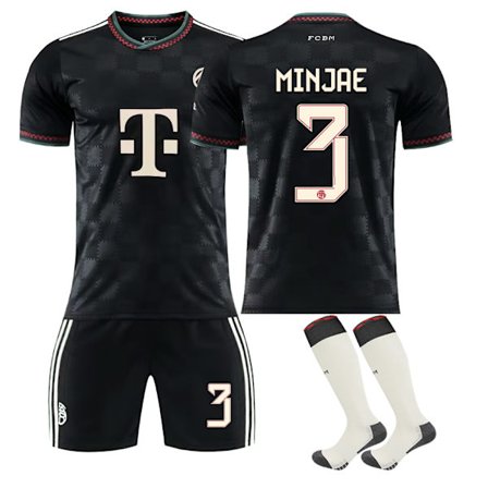 25-26 FC Bayern München Vieras Kolmas Pelipaita Setti NO.3 MINJAE Lapset Aikuiset Jalkapallovarusteet Sukkien Kanssa