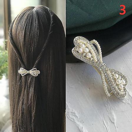 Rhinestone Alloy Hårnål Sido Bangs Clip Pearl Bow Feather Sprin