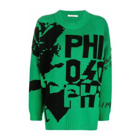 Philosophy di Lorenzo Serafini Round-neck Strik Grøn, Dame Striktrøjer
