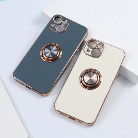 Lyxigt Stilrent Skal ‘iphone 14 Pro Max‘ Med Ring Ställ-funktion Vit