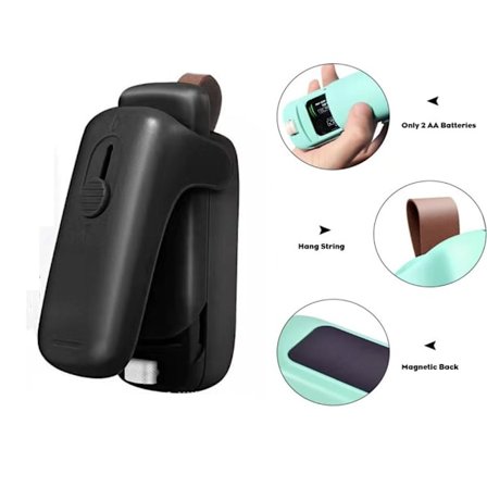 1 stk (svart med batteri) Mini Forsealer, 2 i 1 Mini Pose Forsealer