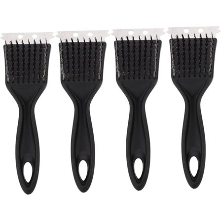 Grillbørste til grill, 4-delt stålbørste, grillrensningsværktøj, til udendørsgrill (4 stk., sort)