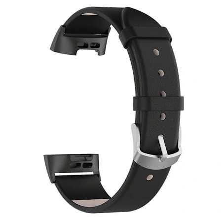 Kompatibelt ægte læderarmbånd til Fitbit Charge 4/3 med spænde i rustfrit stål