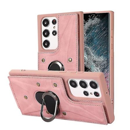 Läder plånboksfodral för Samsung Galaxy S23 Ultra/s23 Plus/s23 med magnetisk ringhållare och kortplats