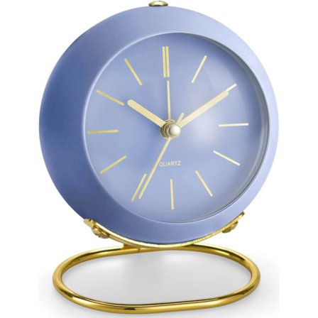 Retro väckarklocka analog utan tickande, med nattlampa, tyst, batteridriven, lätt att använda och högt alarm -