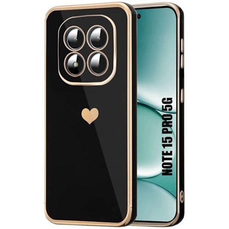 Cover til Xiaomi Redmi Note 15 Pro 5G, Silikone Hjerte Mønster Stødabsorberende Slim Sort