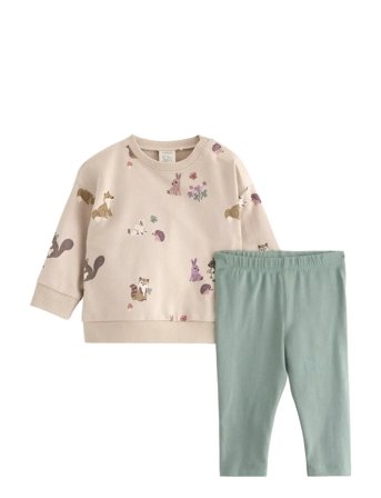 Lindex Set Sweatshirt Leggings Forest - Multi/patterned - 86