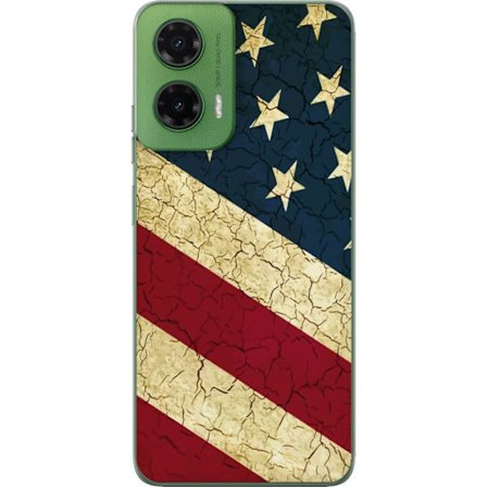 Motorola Moto G35 Gennemsigtig cover USA-flag i vintage-stil, amerikansk flag med revnet tekstur perfekt til retro-patriotiske og grafiske motiver