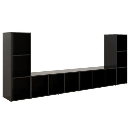 Vidaxl Tv-skåp 4 Delar Svart 107x35x37 Cm Konstruerat Trä Svart