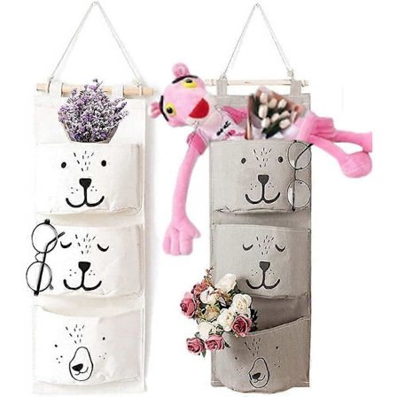 2 Vegghengende Veske, Hengende Oppbevaring, Vanntett Lerretveske, Hengende Oppbevaringsveske, Hengende Veske, Oppbevaringsveske med 3 Lommer