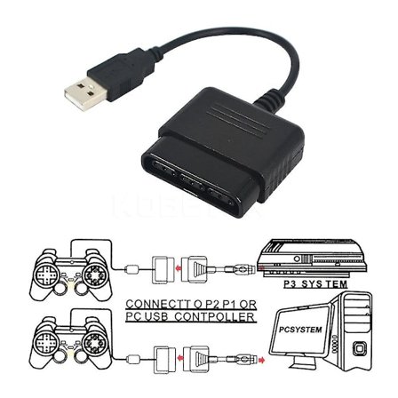 USB-adapter kompatibel med Playstation 2 PS2-kontroll till Playstation 3 PC-konverteringskabel