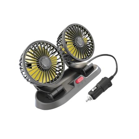 Bilfläkt med dubbla huvuden Tyst luftcirkulator Fem fläktar passar för bil-SUV 12V 22.5 x 14.6 x 10.6cm