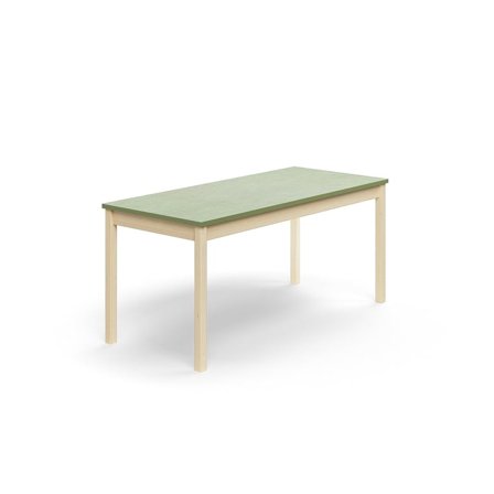 Table DECIBEL, 1600x700x720 mm, noise reducing linoleum, birch/green grey