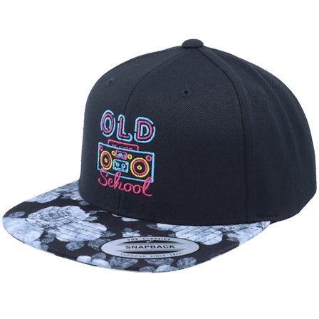 Iconic - Black snapback Czapka Z Daszkiem - Neon Summer Old School Black/Rose Snapback @ Hatstore
