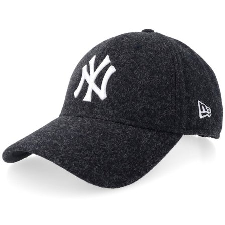 New Era - New York Yankees Melton Wool 9FORTY Black/White Adjustable Adjustable Black Cap - MLB @ Hatstore