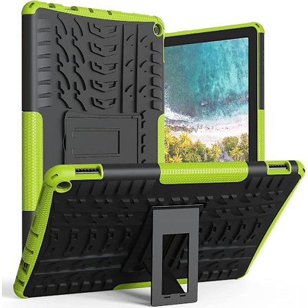 Fodral för F I R E Hd 10 surfplatta 2021, robust dubbelskikts stötsäkert stöttåligt stativ skyddande fodral kompatibelt med Fire Hd 10 fodral & 10