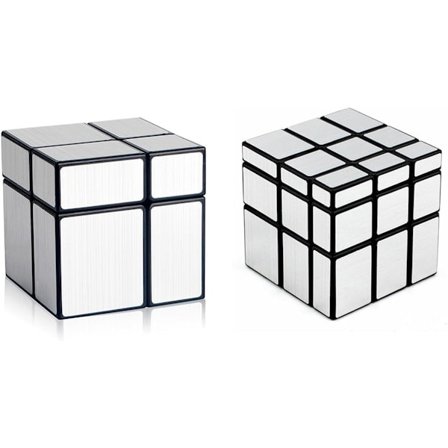 Shengshou Speilkube Hastighetsterningsett, Magisk Kube Puslespill Speilblokker Pakke Uregelmessig Speedcube Ulike 3D Puslespill Kubeleker Sølv (2-