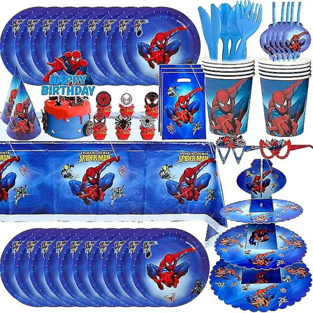 Spiderman-tema Bursdagsdekorasjon Forbruksvarer Servisekopp Tallerken Servietter Spiderman Ballong Glad Fest Dekor For Barn Gutter Trygt og 