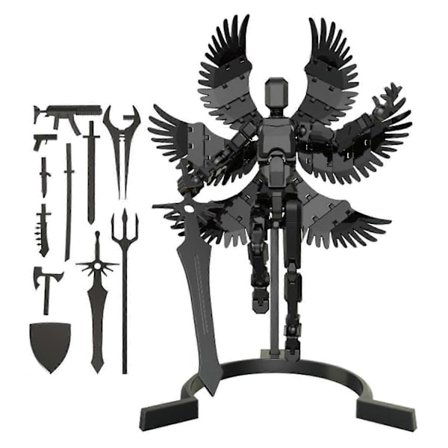 Mobil Robot Figur - Artikulerede Action Figur Legetøj, 3D Printet Samlet Robot Model, Bevægeligt Sort Samle Legetøj[D]