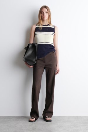 COS Femme Débardeur En Maille Côtelée in Bleu