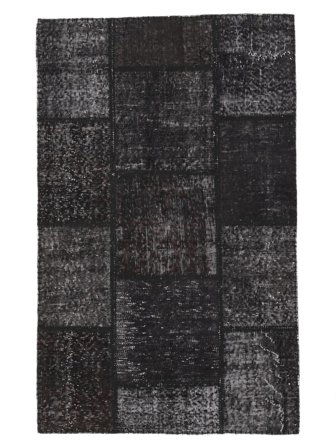 Handknuten Patchwork Matta 99X158 Svart/Mörkgrå