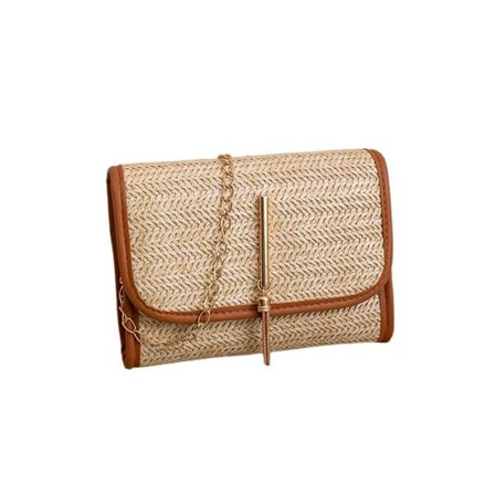 Kvinnors Cross Body Bag Mjukt vävt halm axelväskor Summer Beach Handbag