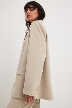 NA-KD Trend Relaxed Oversized-Fit Blazer - Skræddersyet blazer - Beige - EU 34