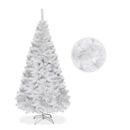 COSTWAY Konstgjord Julgran 150 cm PVC-nålar Gran med Metallställ för Hem, Butiker, Hotell, Vit