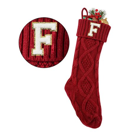 Julstrumpor Med Initialer Personlig Stickad Bokstav Julstrumpa Julstrumpa Öppen Spis Dekoration