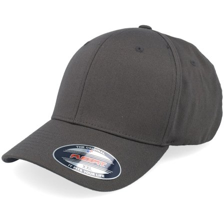 Flexfit - Wooly Combed Dark Grey/Dark Grey Flexfit Flexfit Grey Cap - @ Hatstore