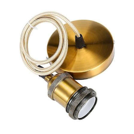 Pendellampa Metall Hänglampa E27 Lampsocklar med Kabel, Justerbar Lampsockel 90cm Bronsflätad Tak Hängande Sockel, för Takbelysning