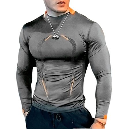 Miesten pitkähihainen nopeasti kuivuva fitness-t-paita kompressio lihas treenipaita kuntosali treeni slim fit toppi, tummanharmaa