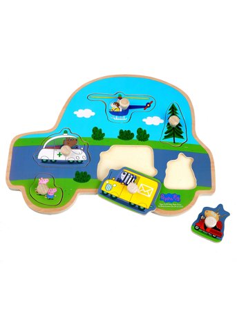 Peppa Pig Wooden Knob Puzzle Transport Patterned Barbo Toys