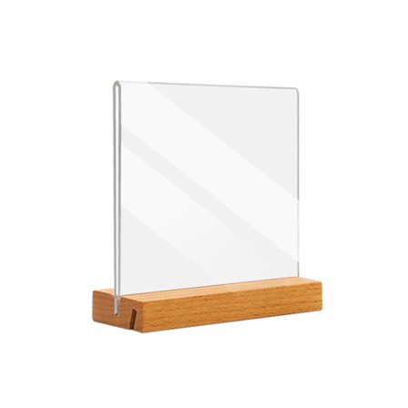 Kontorsbordsskylthållare i trä med dubbelsidig skylt