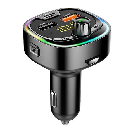 Bluetooth Fm Transmitter For Car, Qc3.0 & 7 Colors Led Backlit Car Radio Bluetooth Adapter Music Player Hands Free Car Kit With Sd Card Slot