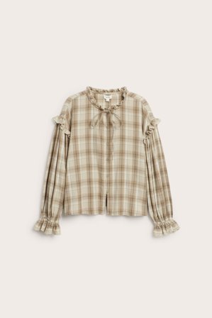 Newbie | Rutig blus Newbie Woman | Beige